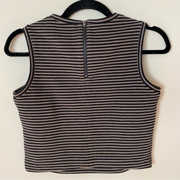 [XS] Banana Republic Ribbed Striped Top | Chocolate Brown and Black - Picture 2 of 6
